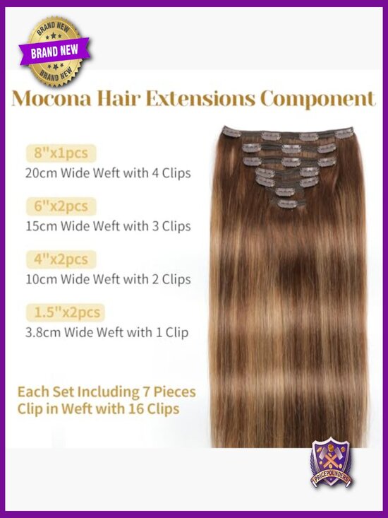 Clip in Real Human Hair Extensions 14 Inch 7pcs 130g Straight main image 5